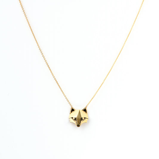 Fox Necklace with adjustable chain in 18k Yellow Gold