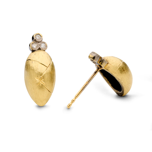 Tiny Diamond Accent Earrings in 18k Yellow Gold