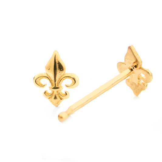 Fleur-de-lis earring in 14k Yellow Gold--Small