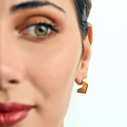 Geometric Hoop Earrings in 18k Yellow Gold--Small
