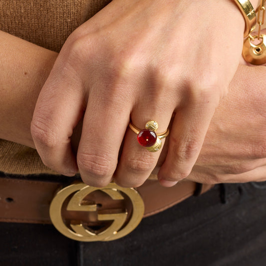 Garnet Ring in 18k Yellow Gold