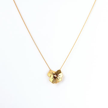 Diamond Poppy Necklace with adjustable chain in 18k Yellow Gold