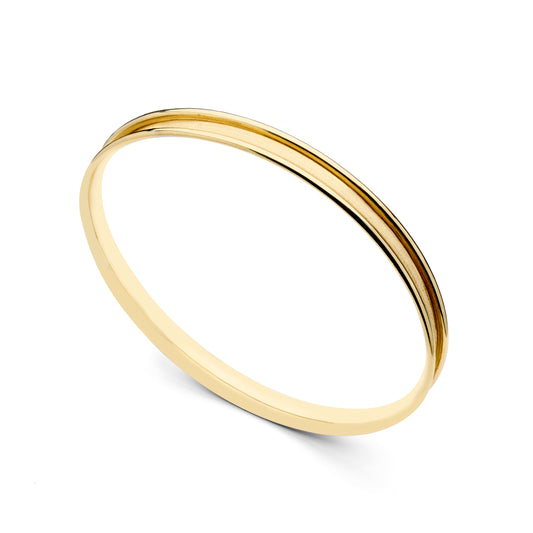 Narrow Bangle Bracelet in 18k Yellow Gold with Florentine Finish