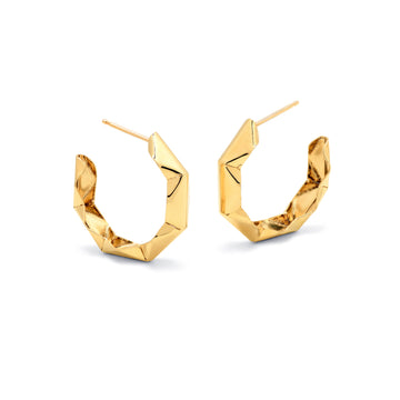 Crinkle Cut Hoops in 18k Yellow Gold