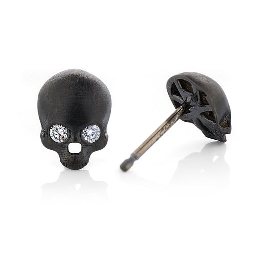 Skull Earrings with Diamond Eyes