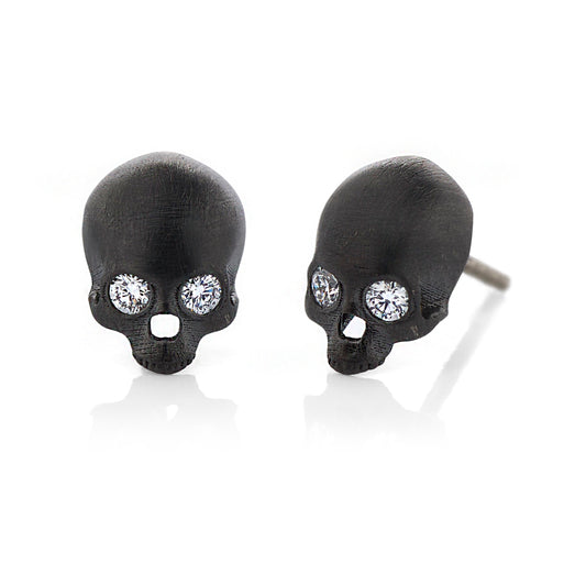 Skull Earrings with Diamond Eyes