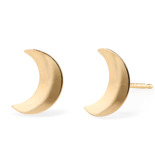 14k Yellow Gold Crescent Stud Earrings