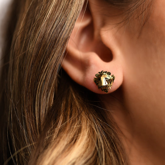 Lion Earrings in 18K Yellow Gold - Medium