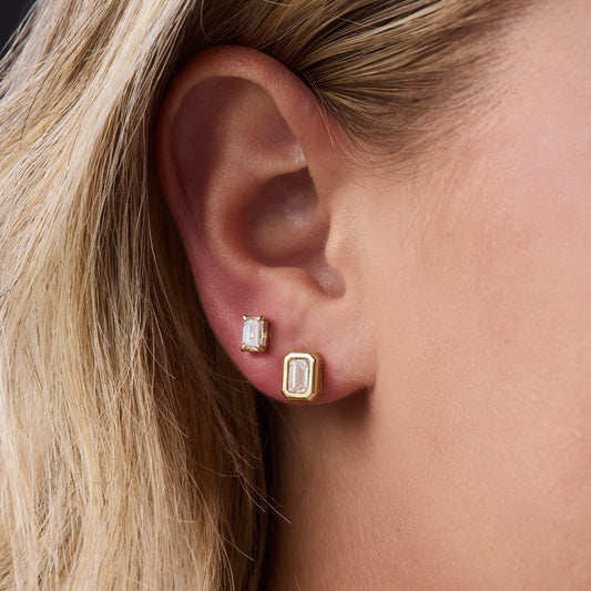 Lab-Grown Emerald-Cut Diamond Stud Earrings