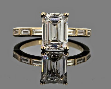 2.57CT Emerald Cut LG Diamond Engagement Ring