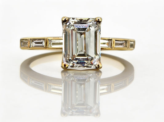 2.57CT Emerald Cut LG Diamond Engagement Ring