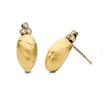 Tiny Diamond Accent Earrings in 18k Yellow Gold