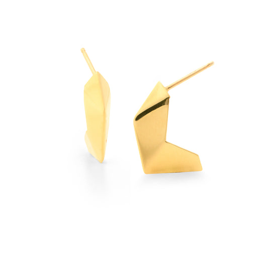 Geometric Hoop Earrings in 18k Yellow Gold--Small