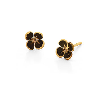 Hibiscus Earrings in 18k Yellow Gold--Small