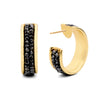 Black Diamond Hoops in 18k Yellow Gold-Medium