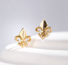 Fleur-de-lis Earrings in 14k Yellow Gold--Large