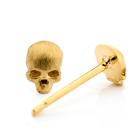 Skull Stud Earrings in Yellow Gold
