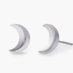 14k White Gold Crescent Stud Earrings