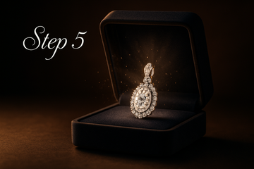 Generate an image for index 5 for fifth point of custom design process with the customer. The step name is: The Reveal. Do not add any text to image expect the Step 5. The text font should be curvy.