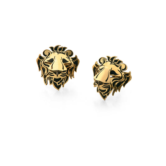 Lion Earrings in 18k Yellow Gold - Large